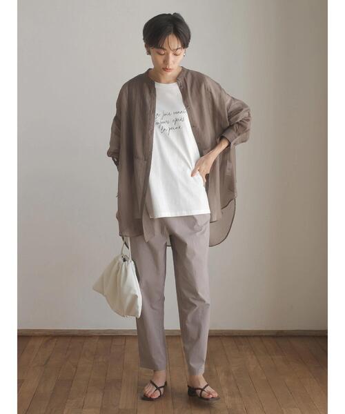 AMERICAN HOLIC（アメリカンホリック）の「シアーバンドカラーシャツ（シャツ/ブラウス・レディース・カーキ/ストライプ/ブラウン/アイボリー・L/M）」の9枚目の写真