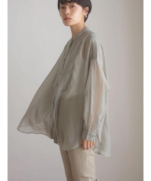 AMERICAN HOLIC（アメリカンホリック）の「シアーバンドカラーシャツ（シャツ/ブラウス・レディース・カーキ/ストライプ/ブラウン/アイボリー・L/M）」の19枚目の写真