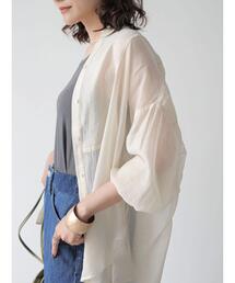 AMERICAN HOLIC | シアーバンドカラーシャツ(シャツ/ブラウス)