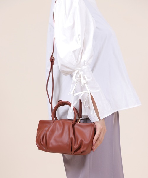 BASE（ベース）の「丸型ハンドル ショルダー ＆ ハンドバッグ（ハンドバッグ・レディース・ピンク/イエロー/ブラウン/ブラック/アイボリー・FREE）」の22枚目の写真