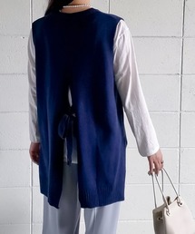 me+em select | 【 8color 】バックオープンスリットニットベスト(ベスト)