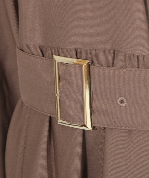 Julia Boutique（ジュリアブティック）の「柄＆無地ゴールドポイントVネック長袖ロングワンピース/21528（ワンピース・レディース・ベージュ系/モカ/ブラック・ONE）」の5枚目の写真