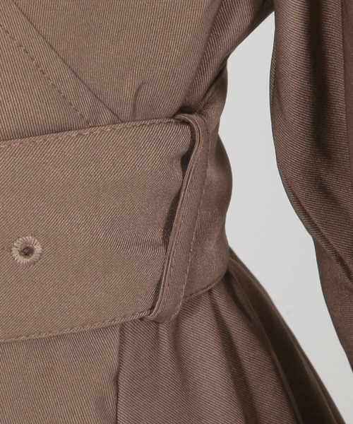 Julia Boutique（ジュリアブティック）の「柄＆無地ゴールドポイントVネック長袖ロングワンピース/21528（ワンピース・レディース・ベージュ系/モカ/ブラック・ONE）」の10枚目の写真