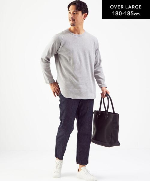 green label relaxing(グリーンレーベルリラクシング)の「ドライワッフル クルーネック 長袖 カットソー -吸水速乾- OVLG(Tシャツ/カットソー・メンズ・グレー/ライトブルー/ブラウン/ホワイト/ブラック・S/L/XL/M/2XL)」の8枚目の写真