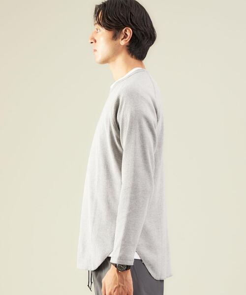 green label relaxing(グリーンレーベルリラクシング)の「ドライワッフル クルーネック 長袖 カットソー -吸水速乾- OVLG(Tシャツ/カットソー・メンズ・グレー/ライトブルー/ブラウン/ホワイト/ブラック・S/L/XL/M/2XL)」の13枚目の写真