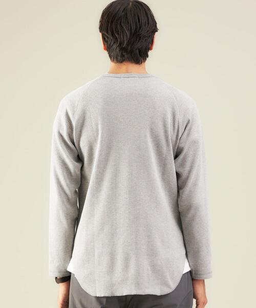 green label relaxing(グリーンレーベルリラクシング)の「ドライワッフル クルーネック 長袖 カットソー -吸水速乾- OVLG(Tシャツ/カットソー・メンズ・グレー/ライトブルー/ブラウン/ホワイト/ブラック・S/L/XL/M/2XL)」の7枚目の写真