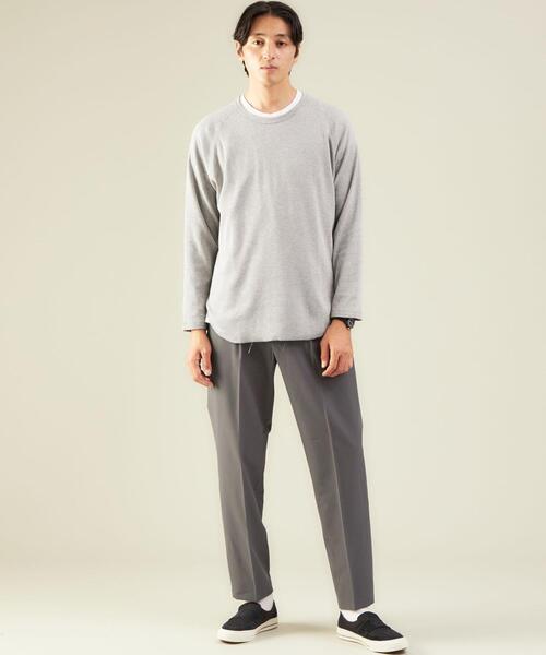 green label relaxing(グリーンレーベルリラクシング)の「ドライワッフル クルーネック 長袖 カットソー -吸水速乾- OVLG(Tシャツ/カットソー・メンズ・グレー/ライトブルー/ブラウン/ホワイト/ブラック・S/L/XL/M/2XL)」の9枚目の写真