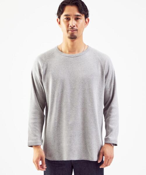 green label relaxing(グリーンレーベルリラクシング)の「ドライワッフル クルーネック 長袖 カットソー -吸水速乾- OVLG(Tシャツ/カットソー・メンズ・グレー/ライトブルー/ブラウン/ホワイト/ブラック・S/L/XL/M/2XL)」の19枚目の写真