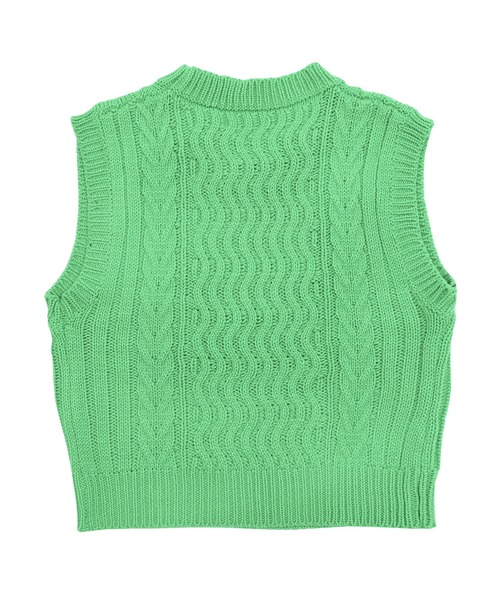 Figments(フィグメンツ)の「ケーブルニットベスト(ベスト・レディース・ブラック/グリーン・FREE)」の6枚目の写真