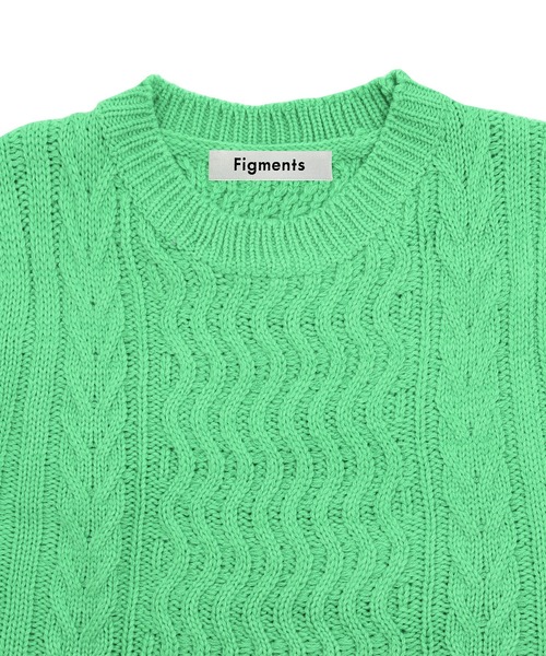 Figments(フィグメンツ)の「ケーブルニットベスト(ベスト・レディース・ブラック/グリーン・FREE)」の3枚目の写真