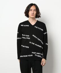 SHELLAC | ＊シェラック/SHELLACロゴプリントVネック長袖Tシャツ(Tシャツ/カットソー)