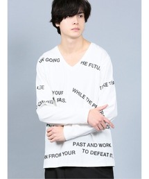 SHELLAC | シェラック/SHELLACロゴプリントVネック長袖Tシャツ(Tシャツ/カットソー)