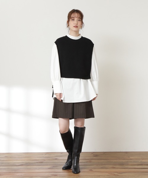 N.（N. Natural Beauty Basic）（エヌエヌナチュラルビューティーベーシック）の「◆ニットベストセット（シャツ/ブラウス・レディース・ブラック/杢グレー・MEDIUM）」の3枚目の写真