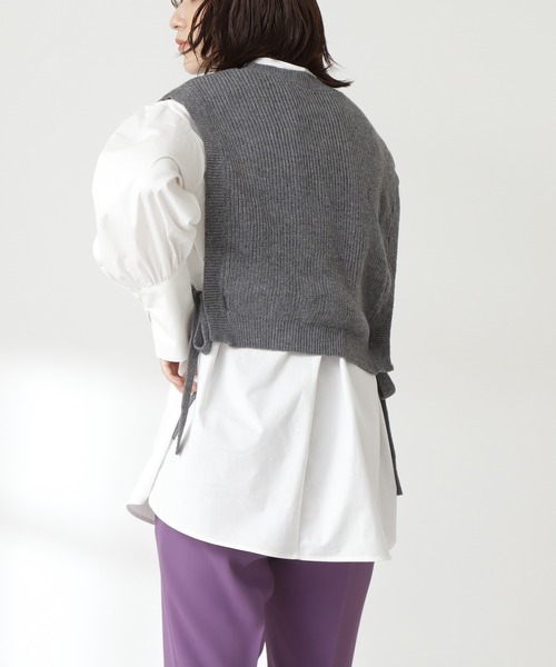 N.（N. Natural Beauty Basic）（エヌエヌナチュラルビューティーベーシック）の「◆ニットベストセット（シャツ/ブラウス・レディース・ブラック/杢グレー・MEDIUM）」の9枚目の写真