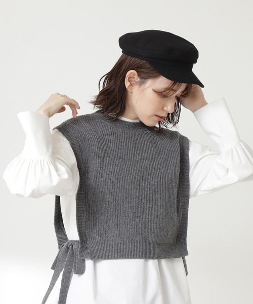 N.（N. Natural Beauty Basic）（エヌエヌナチュラルビューティーベーシック）の「◆ニットベストセット（シャツ/ブラウス・レディース・ブラック/杢グレー・MEDIUM）」の7枚目の写真