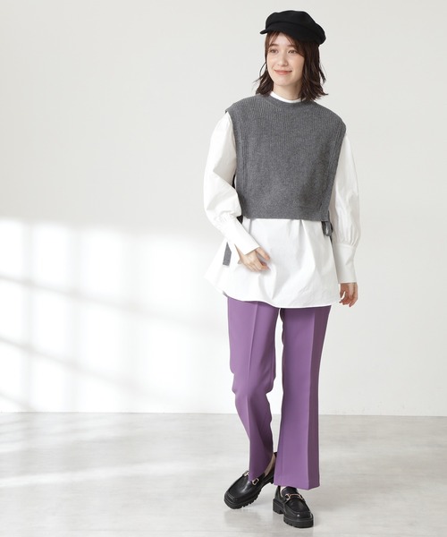 N.（N. Natural Beauty Basic）（エヌエヌナチュラルビューティーベーシック）の「◆ニットベストセット（シャツ/ブラウス・レディース・ブラック/杢グレー・MEDIUM）」の5枚目の写真