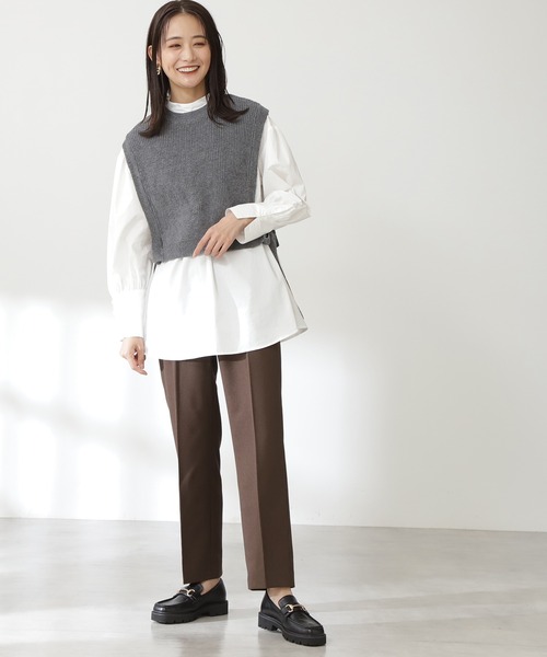 N.（N. Natural Beauty Basic）（エヌエヌナチュラルビューティーベーシック）の「◆ニットベストセット（シャツ/ブラウス・レディース・ブラック/杢グレー・MEDIUM）」の14枚目の写真