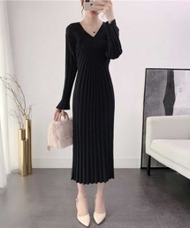 LUGG NAGG（ラグナグ）の「リブニットVネックロングワンピース（ワンピース）」