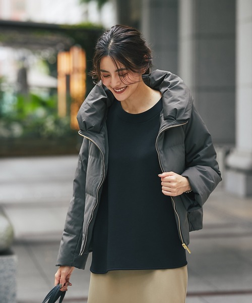 un dix cors（アンディコール）の「リッチ感漂う本命アウター　シームレスショールカラーダウン（ダウンジャケット/コート・レディース・ブラック/チャコールグレー/ベージュ・FREE）」の5枚目の写真