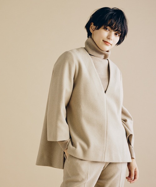 CLEARIMPRESSION （クリアインプレッション）の「圧縮ウール プルオーバーブラウス【セットアップ対応】（シャツ/ブラウス・レディース・パープル/アイボリー/キャメル・フリー）」の3枚目の写真