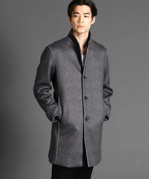 HIDEAWAYS NICOLE（ハイダウェイニコル）の「ボンディングニットアラカルトプリントスタンドコート（ダウンジャケット/コート・メンズ・チャコールグレー/グレー/グレー系その他/チェック・MEDIUM/LARGE/X-LARGE）」の2枚目の写真