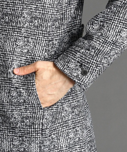 HIDEAWAYS NICOLE（ハイダウェイニコル）の「ボンディングニットアラカルトプリントスタンドコート（ダウンジャケット/コート・メンズ・チャコールグレー/グレー/グレー系その他/チェック・MEDIUM/LARGE/X-LARGE）」の9枚目の写真