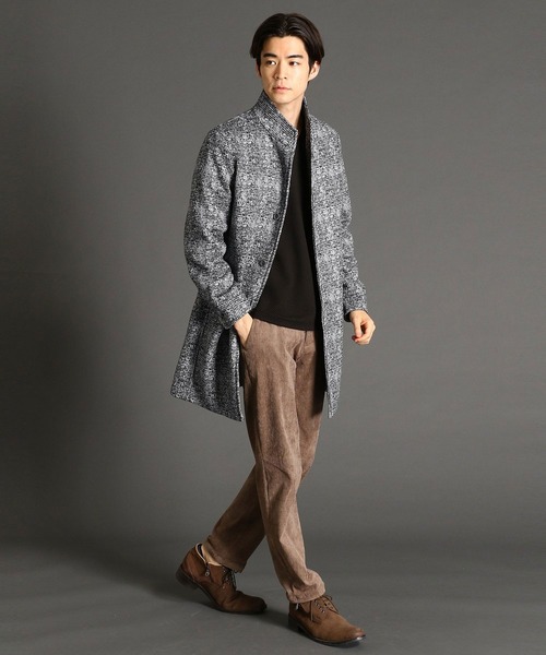 HIDEAWAYS NICOLE（ハイダウェイニコル）の「ボンディングニットアラカルトプリントスタンドコート（ダウンジャケット/コート・メンズ・チャコールグレー/グレー/グレー系その他/チェック・MEDIUM/LARGE/X-LARGE）」の6枚目の写真