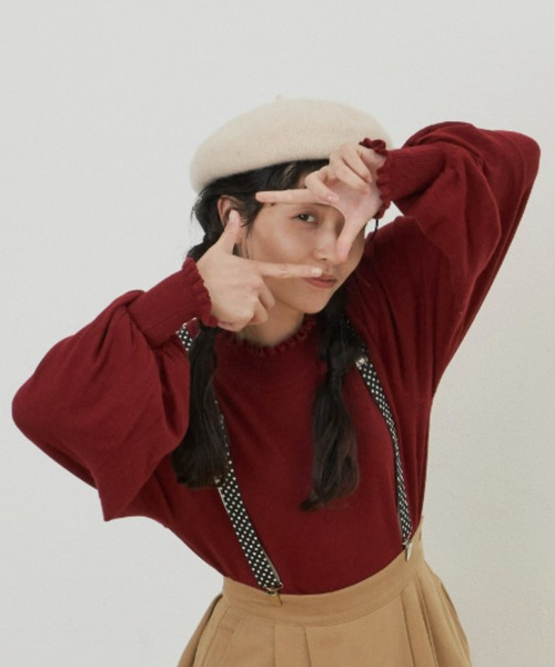 MERLOT（メルロー）の「たっぷり袖フリルニット（ニット/セーター・レディース・ブラック/ブルー/レッド/ナチュラル・FREE）」の17枚目の写真