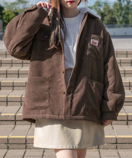 PairPair（ペアペア）の「裏ボアコーデュロイブルゾン(ユニセックス)（ブルゾン・レディース・カーキ/アイボリー/モカ/グレイッシュブルー・MEDIUM/LARGE）」の17枚目の写真