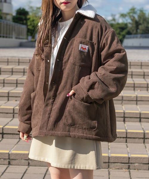 PairPair（ペアペア）の「裏ボアコーデュロイブルゾン(ユニセックス)（ブルゾン・レディース・カーキ/アイボリー/モカ/グレイッシュブルー・MEDIUM/LARGE）」の18枚目の写真