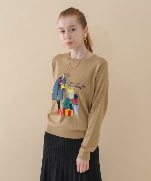 ROSIEE（ロージー）の「ROSIEE パリジェンヌインターシャニット（ニット/セーター・レディース・チャコールグレー/ベージュ/パープル・FREE）」の16枚目の写真