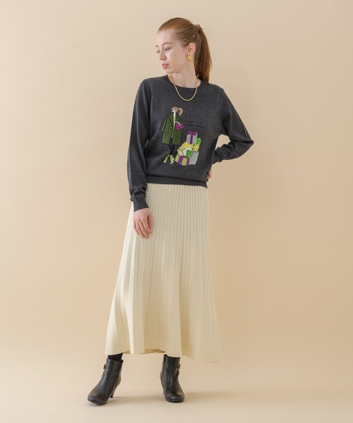 ROSIEE（ロージー）の「ROSIEE パリジェンヌインターシャニット（ニット/セーター・レディース・チャコールグレー/ベージュ/パープル・FREE）」の13枚目の写真