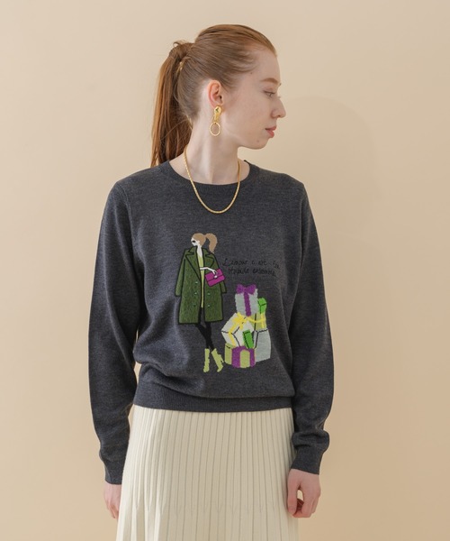 ROSIEE（ロージー）の「ROSIEE パリジェンヌインターシャニット（ニット/セーター・レディース・チャコールグレー/ベージュ/パープル・FREE）」の17枚目の写真