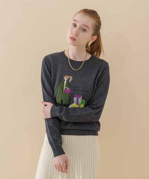 ROSIEE（ロージー）の「ROSIEE パリジェンヌインターシャニット（ニット/セーター・レディース・チャコールグレー/ベージュ/パープル・FREE）」の5枚目の写真