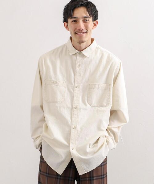 coen(コーエン)の「起毛シャンブレーワークシャツ(シャツ/ブラウス・メンズ・オフホワイト/ネイビー・SMALL/MEDIUM/LARGE/X-LARGE)」の1枚目の写真