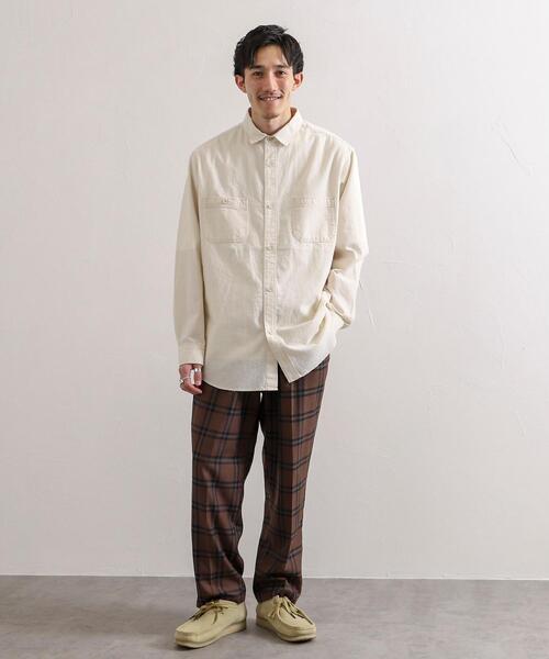 coen(コーエン)の「起毛シャンブレーワークシャツ(シャツ/ブラウス・メンズ・オフホワイト/ネイビー・SMALL/MEDIUM/LARGE/X-LARGE)」の8枚目の写真