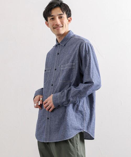 coen(コーエン)の「起毛シャンブレーワークシャツ(シャツ/ブラウス・メンズ・オフホワイト/ネイビー・SMALL/MEDIUM/LARGE/X-LARGE)」の7枚目の写真