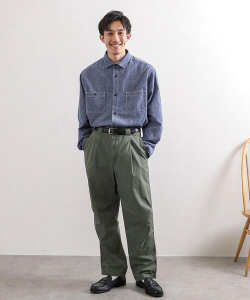 coen(コーエン)の「起毛シャンブレーワークシャツ(シャツ/ブラウス・メンズ・オフホワイト/ネイビー・SMALL/MEDIUM/LARGE/X-LARGE)」の5枚目の写真