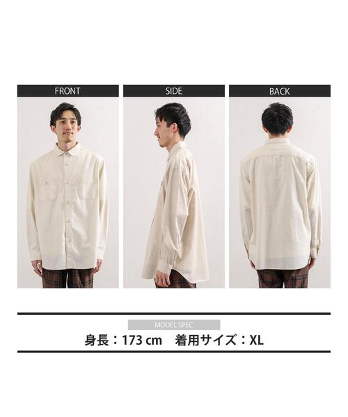 coen(コーエン)の「起毛シャンブレーワークシャツ(シャツ/ブラウス・メンズ・オフホワイト/ネイビー・SMALL/MEDIUM/LARGE/X-LARGE)」の3枚目の写真