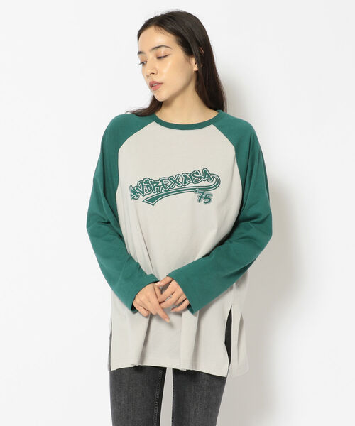 AVIREX（アヴィレックス）の「【直営店限定】AVIREX USA75 RAGLAN L/S T-SHIRT/ ラグラン長袖ティーシャツ / アヴィレックス（Tシャツ/カットソー・レディース・ブラック/グリーン/その他5・FREE）」の3枚目の写真