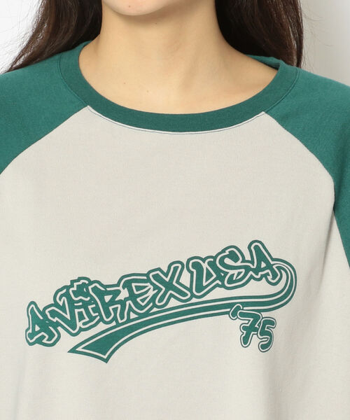 AVIREX（アヴィレックス）の「【直営店限定】AVIREX USA75 RAGLAN L/S T-SHIRT/ ラグラン長袖ティーシャツ / アヴィレックス（Tシャツ/カットソー・レディース・ブラック/グリーン/その他5・FREE）」の6枚目の写真
