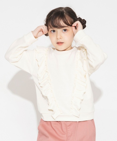 BRANSHES（ブランシェス）の「フリルトレーナー（スウェット・キッズ・ピンク/アイボリー・150/90/100/110/120/130/140）」の3枚目の写真