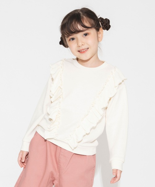 BRANSHES（ブランシェス）の「フリルトレーナー（スウェット・キッズ・ピンク/アイボリー・150/90/100/110/120/130/140）」の4枚目の写真