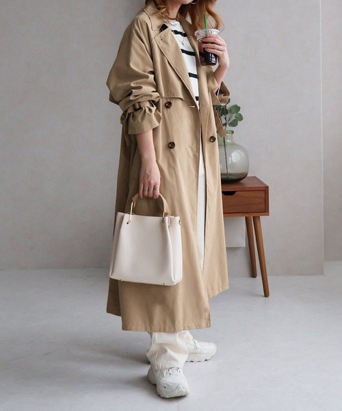 ヨーク切替 オーバーサイズ キャンディースリーブ トレンチコート