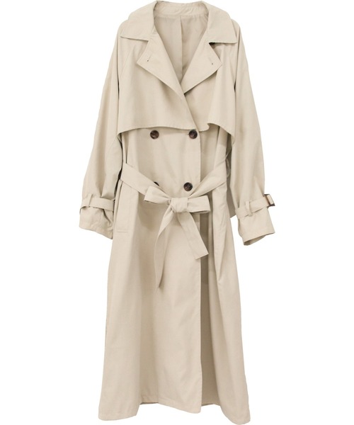 Social GIRL（ソーシャルガール）の「ヨーク切替 オーバーサイズ キャンディースリーブ トレンチコート ロングコート（トレンチコート・レディース・サックスブルー/グレイッシュベージュ/ベージュ/サンドベージュ/カーキ・M/L/S）」の10枚目の写真