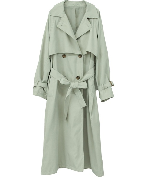 Social GIRL（ソーシャルガール）の「ヨーク切替 オーバーサイズ キャンディースリーブ トレンチコート ロングコート（トレンチコート・レディース・サックスブルー/グレイッシュベージュ/ベージュ/サンドベージュ/カーキ・M/L/S）」の12枚目の写真