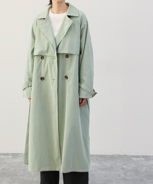 Social GIRL（ソーシャルガール）の「ヨーク切替 オーバーサイズ キャンディースリーブ トレンチコート ロングコート（トレンチコート・レディース・サックスブルー/グレイッシュベージュ/ベージュ/サンドベージュ/カーキ・M/L/S）」の11枚目の写真