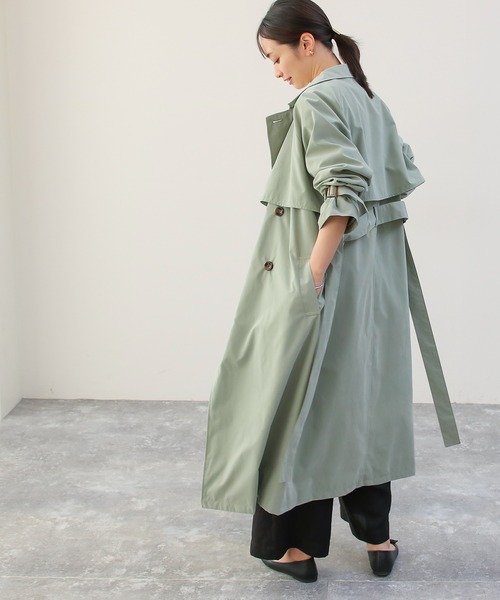 Social GIRL（ソーシャルガール）の「ヨーク切替 オーバーサイズ キャンディースリーブ トレンチコート ロングコート（トレンチコート・レディース・サックスブルー/グレイッシュベージュ/ベージュ/サンドベージュ/カーキ・M/L/S）」の21枚目の写真