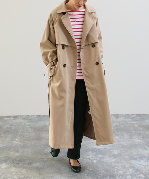 Social GIRL（ソーシャルガール）の「ヨーク切替 オーバーサイズ キャンディースリーブ トレンチコート ロングコート（トレンチコート・レディース・サックスブルー/グレイッシュベージュ/ベージュ/サンドベージュ/カーキ・M/L/S）」の18枚目の写真