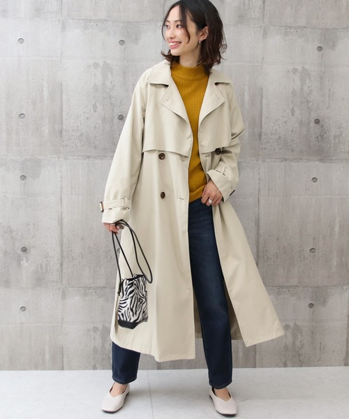Social GIRL（ソーシャルガール）の「ヨーク切替 オーバーサイズ キャンディースリーブ トレンチコート ロングコート（トレンチコート・レディース・サックスブルー/グレイッシュベージュ/ベージュ/サンドベージュ/カーキ・M/L/S）」の20枚目の写真